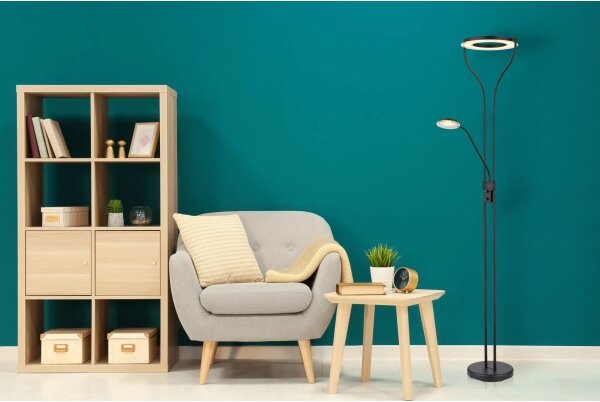 Globo 59038SD - LED stmievateľná stojacia lampa EBRO 20W/230V + 4W 3000K čierna