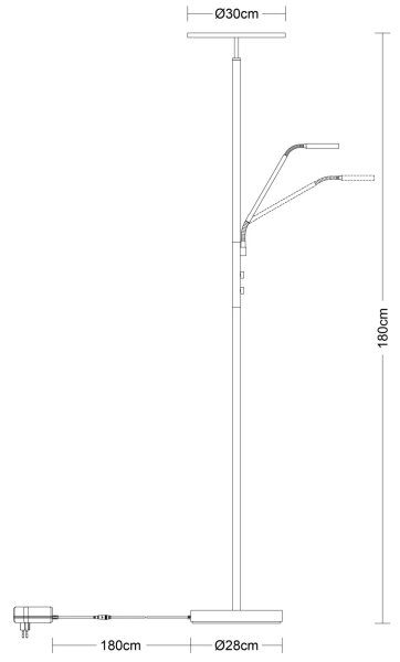 Globo 59093N - LED stmievateľná stojacia lampa STANFORD 28W/230V + 5W 3000K, matný chróm