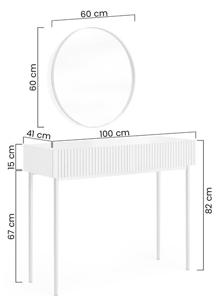 Toaletný stolík Nicole so zrkadlom 60 cm - kašmírová / čierna