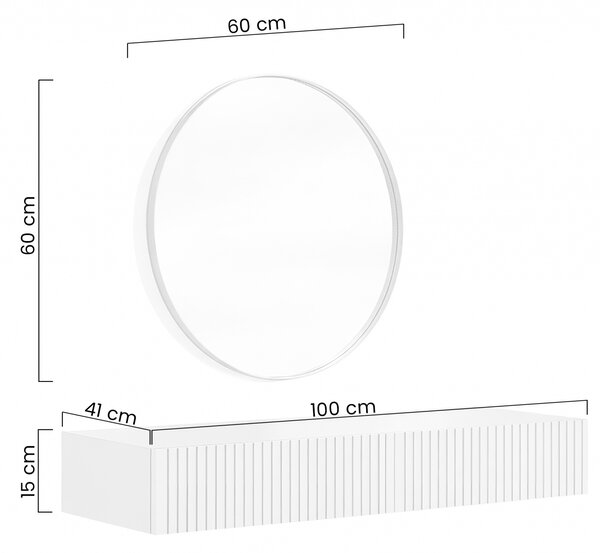 Závesný toaletný stolík Nicole so zrkadlom 60 cm - čierny mat