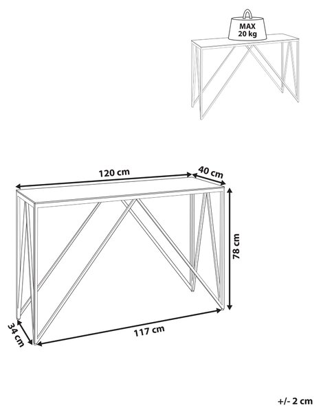 Konzolový stolík strieborný sklenená stolová doska rám z nehrdzavejúcej ocele 120 x 40 cm glamour moderný elegantný dizajn