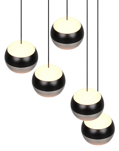 TRIO SELECT 344430507 ORBIT závesné svietidlo D300mm SMD LED 5x8W/5x960lm 2300+3000+4000K čierna, nikel matný, schwitchdimmer