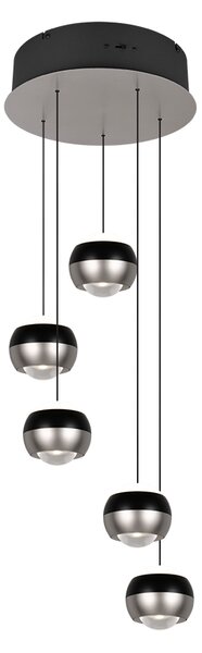 TRIO SELECT 344430507 ORBIT závesné svietidlo D300mm SMD LED 5x8W/5x960lm 2300+3000+4000K čierna, nikel matný, schwitchdimmer