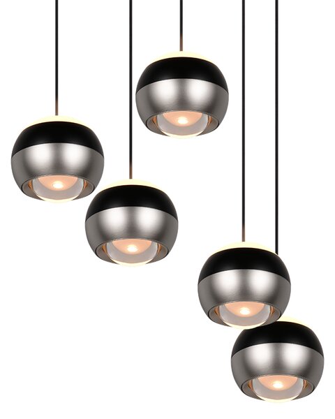 TRIO SELECT 344430507 ORBIT závesné svietidlo D300mm SMD LED 5x8W/5x960lm 2300+3000+4000K čierna, nikel matný, schwitchdimmer