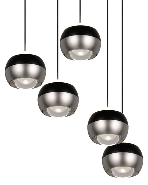 TRIO SELECT 344430507 ORBIT závesné svietidlo D300mm SMD LED 5x8W/5x960lm 2300+3000+4000K čierna, nikel matný, schwitchdimmer