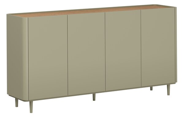 Komoda Elivo 200 cm štvordverová na nožičkách - eukalyptus / dub baltic dune