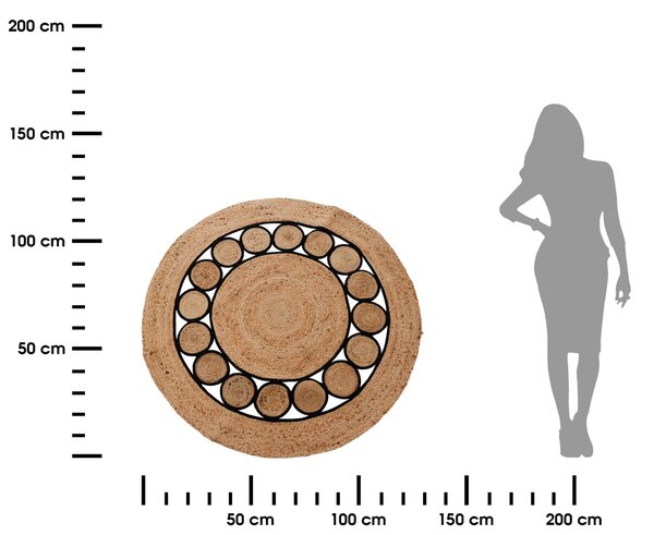 Koberec Jute, (fi) 120 cm, hnedá/čierna