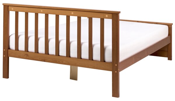 Posteľ hnedá borovicové drevo MDF 120 x 200 cm s čelom minimalistický štýl spálňa
