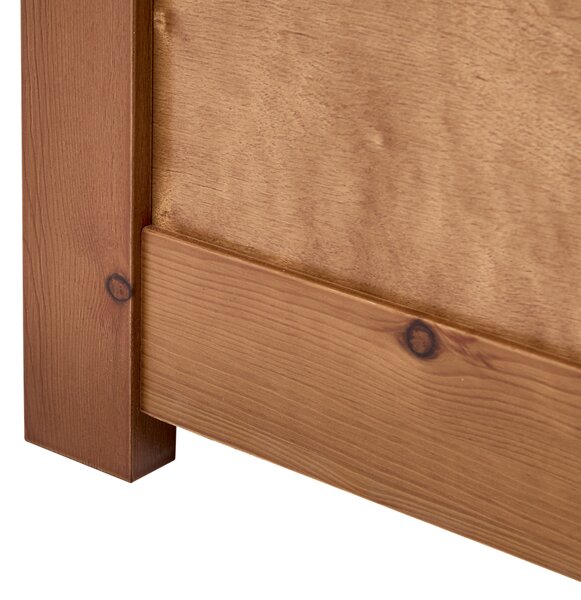 Posteľ hnedá borovicové drevo MDF 90 x 200 cm s čelom minimalistický štýl spálňa