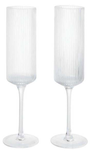 Ferm Living Poháre na šampanské Ripple Flutes set 2 ks, clear