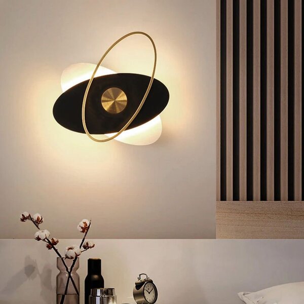Toolight Toolight, LED nástenné svietidlo 8W APP1432-CW, čierna-zlatá-biela, OSW-03500