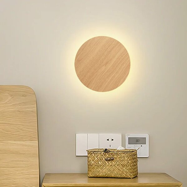 Toolight Toolight, LED nástenné svietidlo 20cm 12W APP1405-W WOOD, prírodná hnedá, OSW-03086