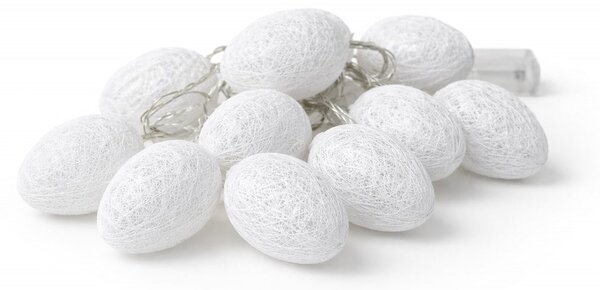 LED svetelná reťaz Eggs, 1,6 m, biela