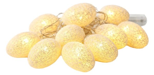 LED svetelná reťaz Eggs, 1,6 m, biela
