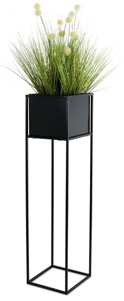 KOVOVÝ KVETINÁČ SO STOJANOM PLAIN 90X24 CM ČIERNA