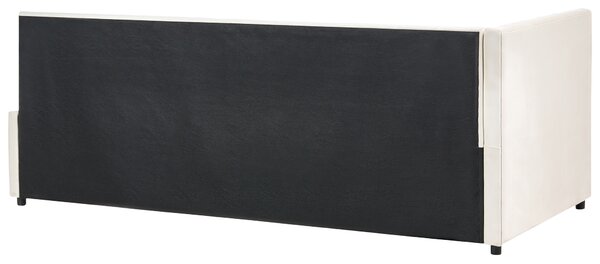 Posteľ krémová biela zamatová čalúnený rám postele 90 x 200 cm drevený lamelový rošt drevené nohy