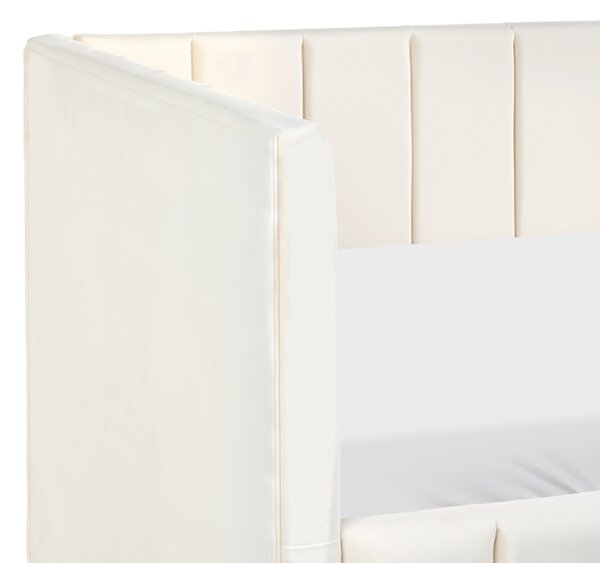 Posteľ krémová biela zamatová čalúnený rám postele 90 x 200 cm drevený lamelový rošt drevené nohy