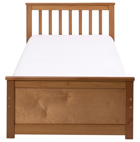 Posteľ hnedá borovicové drevo MDF 90 x 200 cm s čelom minimalistický štýl spálňa