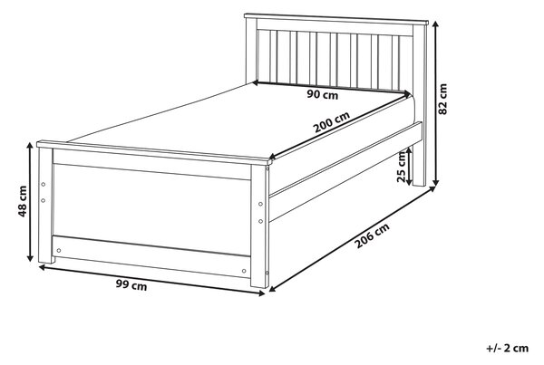 Posteľ hnedá borovicové drevo MDF 90 x 200 cm s čelom minimalistický štýl spálňa