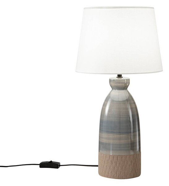 Stolová lampa Navajo, výška 49 cm, farebná/biela, keramika/textil, Viacfarebné, Obývacia izba / jedáleň, Keramický, Stojacie svietidlo