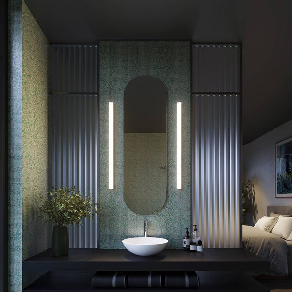 Wever & Ducré Lighting WEVER DUCRÉ LED nástenné svetlo Mirba 3.0 čierna/biela 91 cm IP44, Čierna, Kúpeľňa, Plast