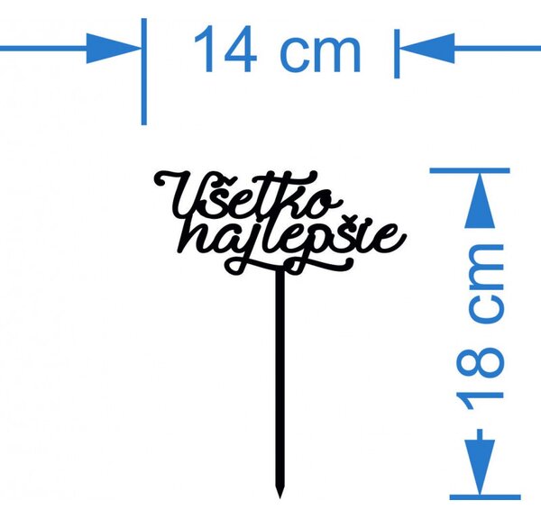 Plastový zápich na tortu "Všetko najlepšie" - Rozmer 138 x 180 mm l SENTOP ZAPICH002+