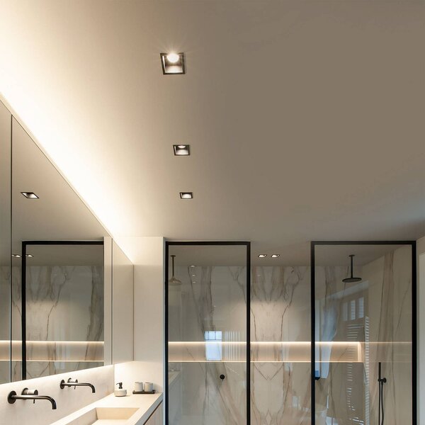 Wever & Ducré Lighting WEVER DUCRÉ LED-Downlight Plano 2.0 čierny stmievateľný, Čierna, Obývacia izba / jedáleň, Hliník, Moderný, Stropné svetlo