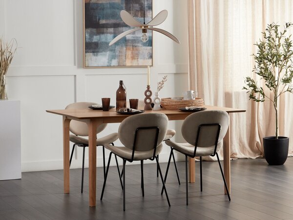Jedálenský stôl svetlý jaseň MDF 160 x 90 cm jaseňová dýhovaná vrchná doska moderný dizajn kuchynský stôl