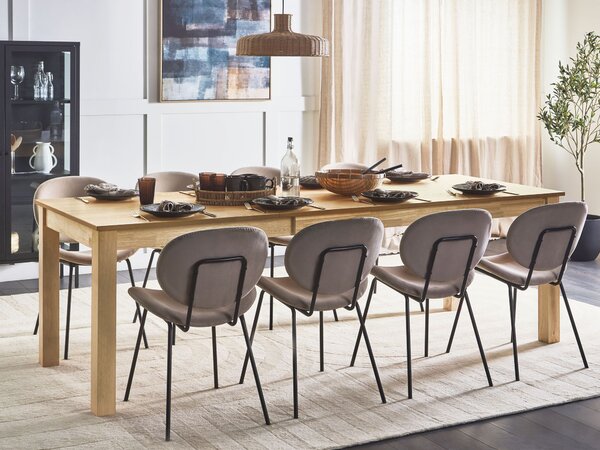 Rozkladací stôl prírodný jaseň MDF 160/240 x 90 cm nohy z kaučukového dreva dyhovaná doska prírodná povrchová úprava