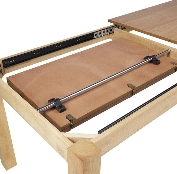 Rozkladací stôl prírodný jaseň MDF 160/240 x 90 cm nohy z kaučukového dreva dyhovaná doska prírodná povrchová úprava