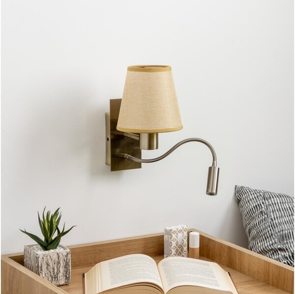 Brilagi - LED Nástenná lampa NUBILA 1xE27/25W/230V+LED/3W mosadz/svetlohnedá