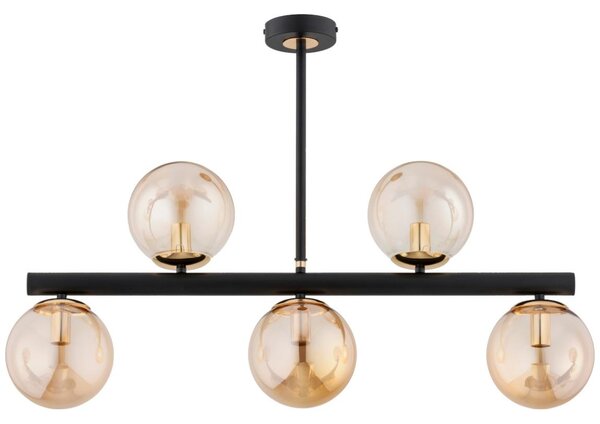 Luster na tyči TUKANE 5xE14/10W/230V čierna/zlatá
