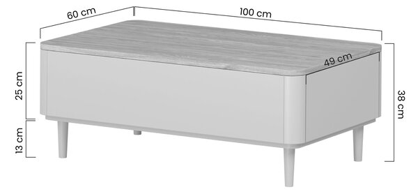 Konferenčný stolík Elivo 100 cm na nožičkách - kašmírová / dub olejovaný