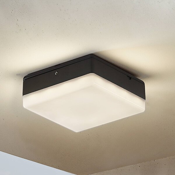Lucande Stropné svietidlo LED Thilo, 16 cm, antracit, senzor, IP54, Plast, Moderný, Stropné svetlo