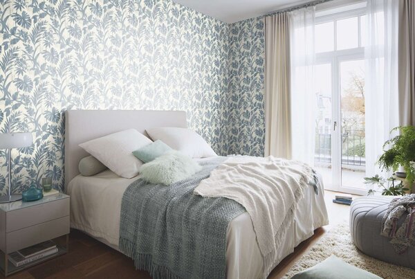 RASCH | Vliesová tapeta na stenu Beachhouse 410563 | 0,53 x 10,05 m | modrá, biela