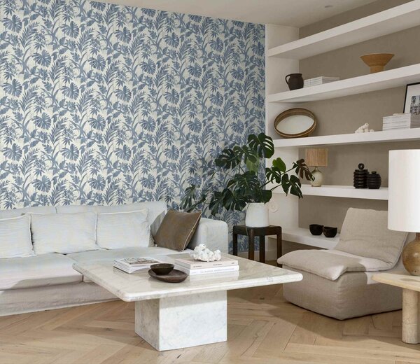 RASCH | Vliesová tapeta na stenu Beachhouse 410563 | 0,53 x 10,05 m | modrá, biela