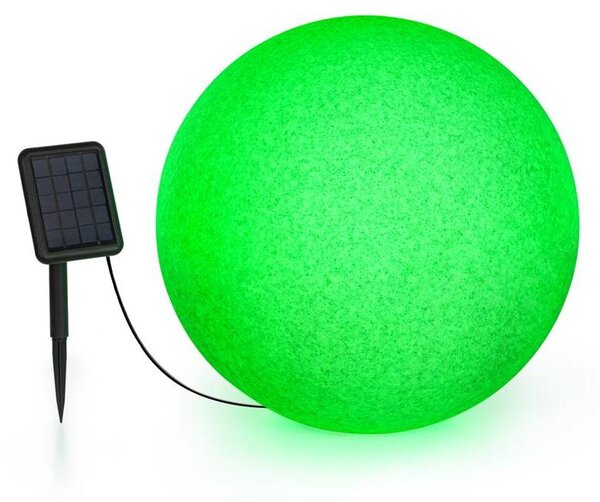 Blumfeldt Shinestone - Solar 50 guľové svetlo solárne svetlo vonkajšie svetlo záhradné svietidlo, sebestačné: vrátane solárneho panelu s 2 m káblom, rozmer: Ø 50 cm, LED osvetlenie so 16 farbami, materiál: PE, melírovaná sivá