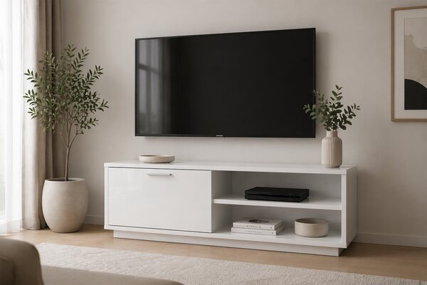 TV stolík Lira - biela / biely lesk