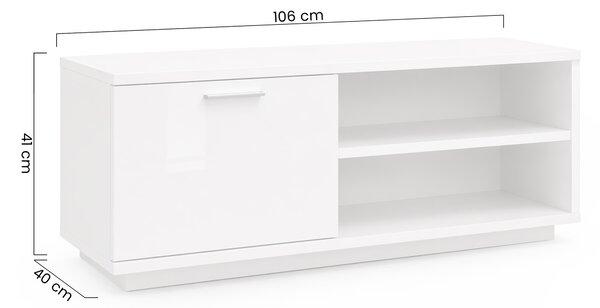TV stolík Lira - biela / biely lesk