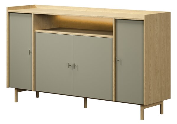 Štvor dverová komoda s výklenkom Sumira 170 cm - eukalyptus / dub baltic dune / kovový rám