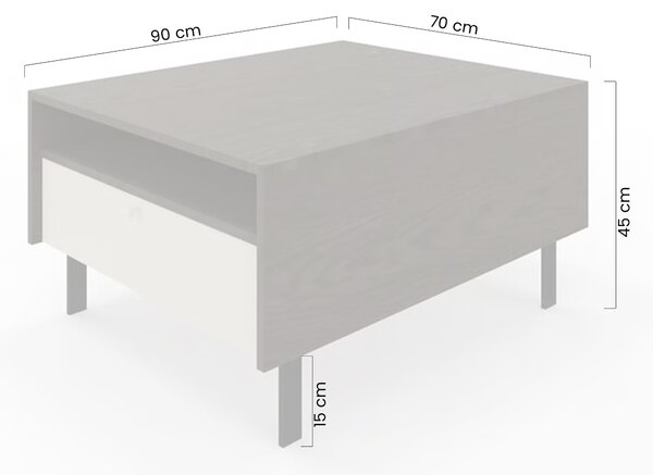 Kávový stolík Sumira 90 cm so zásuvkami - kasmír / baltický dub storm / drevený podstavec