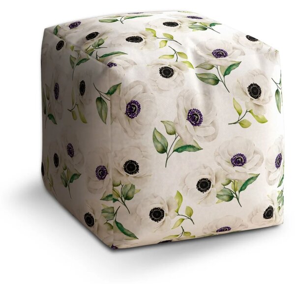 Sablio Taburet Cube Biele sasanky - 40x40x40 cm