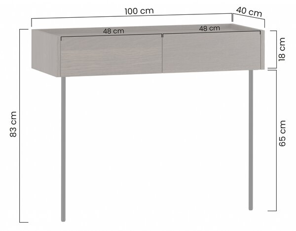 Konzola Dunari 100 cm so zásuvkami a kovovými nohami - dub dunin - Výstavný výpredaj