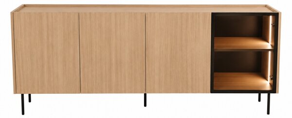 Štvordverová komoda Dunari 220 cm so zásuvkami - dub slávonia - Výstavný výpredaj