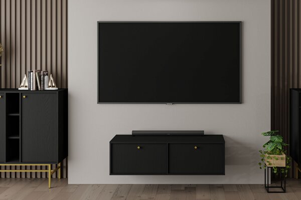 TV stolík závesná Lotina IV 2K - 120 cm - čierny grafit