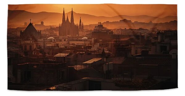 Sablio Uterák Barcelona Night Skyline - 30x50 cm