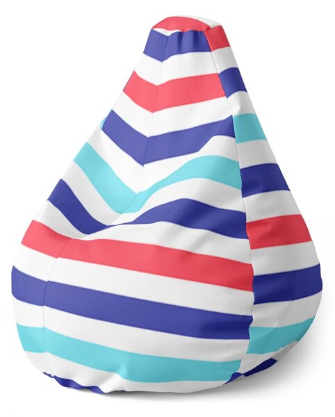Sablio Sedací vak Pear Farebné veselé pruhy - 70 x 95 x 15 cm