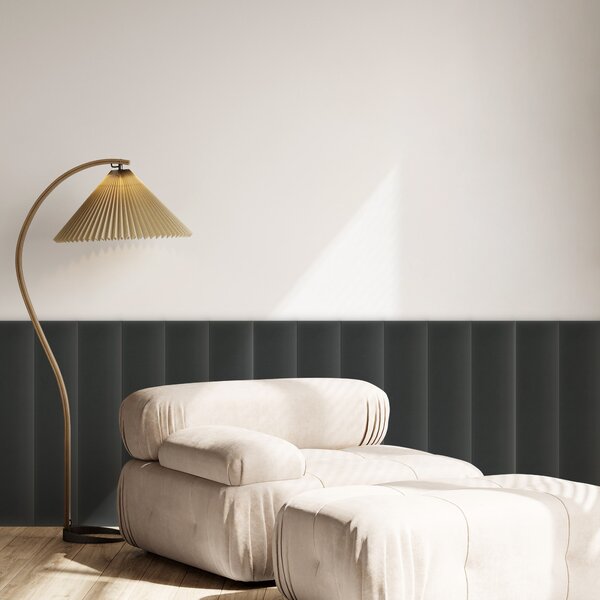 Zamatový čalúnený panel - Obdĺžnik - 60x15cm Farba: Grafit