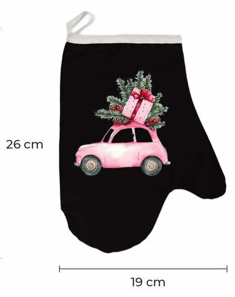 Vianočná kuchynská rukavica Candycar EMI, červená