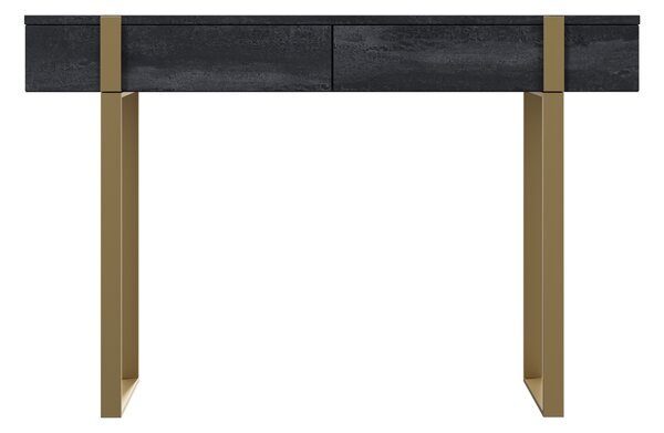 Moderná konzola / toaletka Verica s kovovými nohami 120 cm - čierny betón / zlaté nohy
